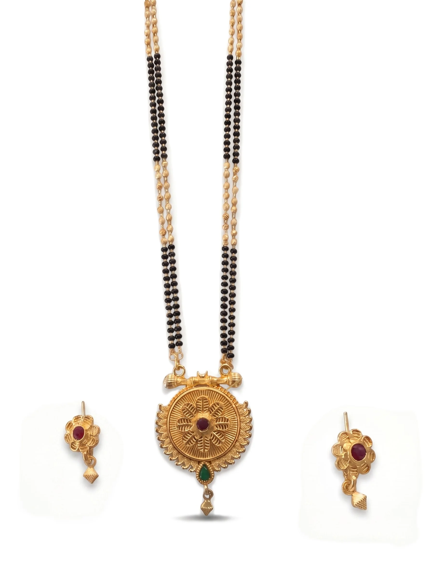 Royal Floral Gold-Plated Mangalsutra Set - Image 6