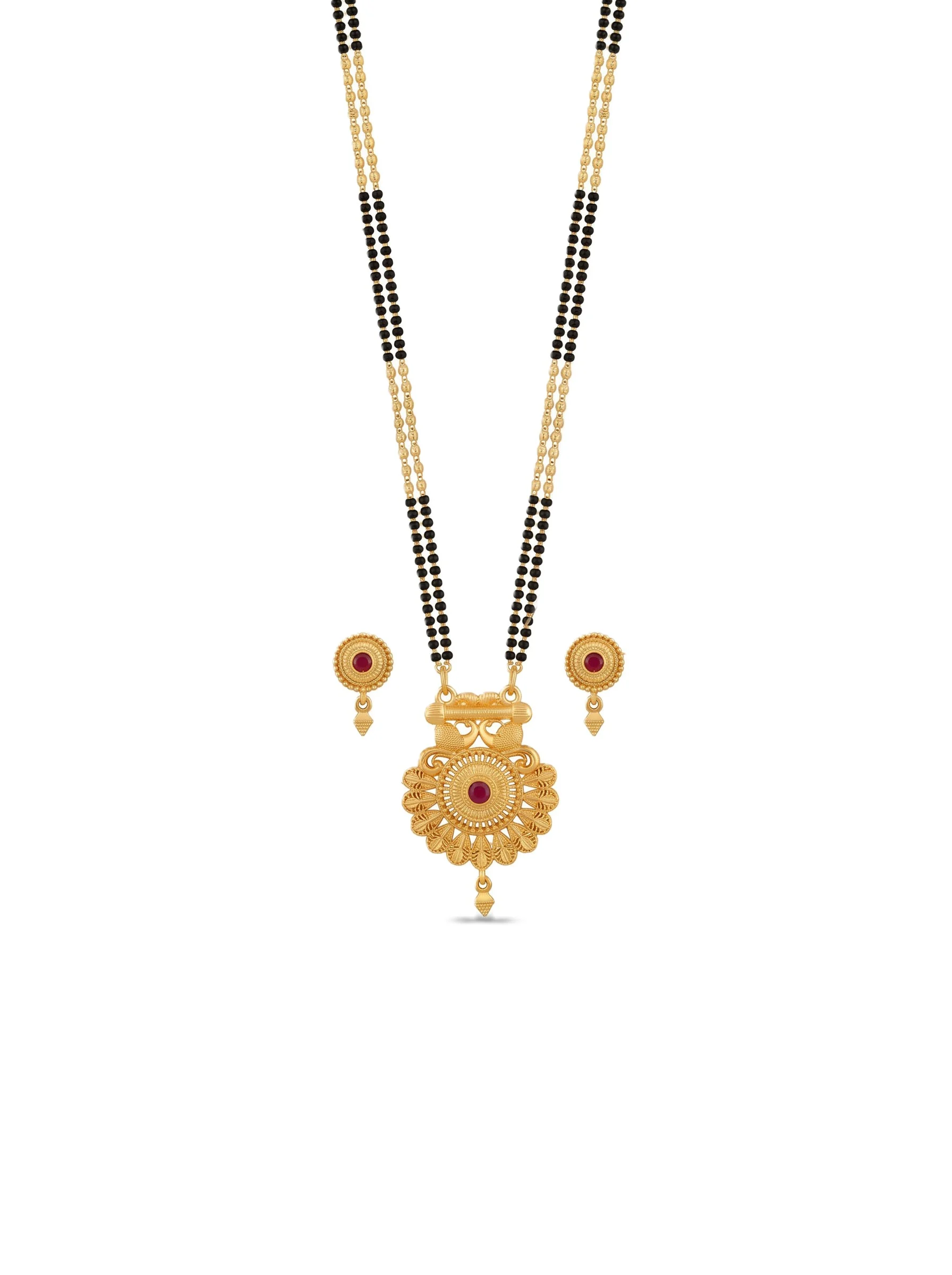 Antique Floral Gold Mangalsutra Set - Image 4
