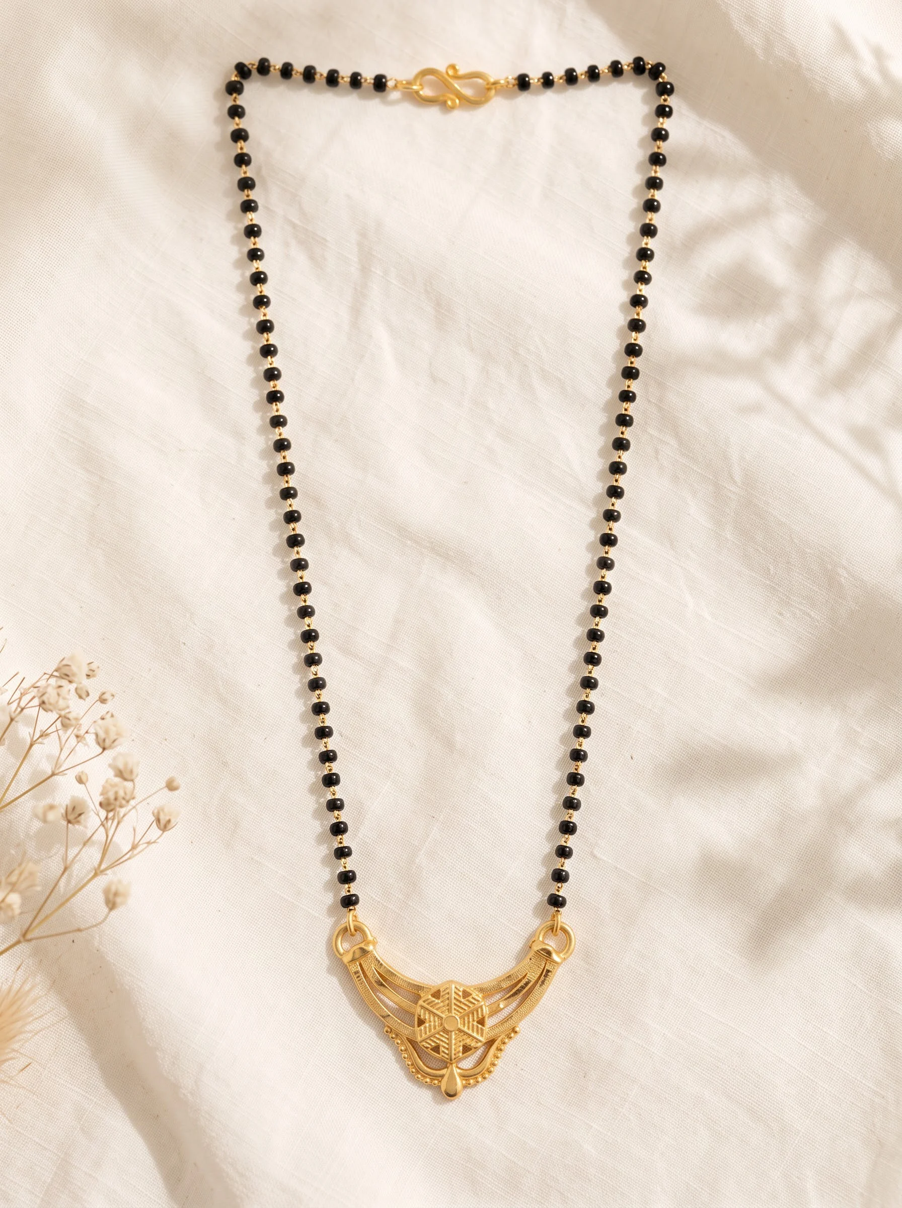 Gold Plated Black Beads Mangalsutra