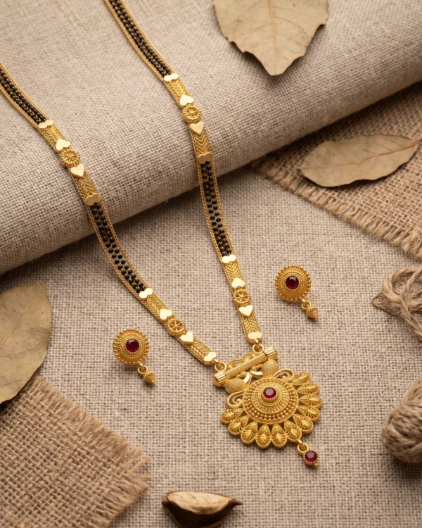 Royal Heart-Linked Antique Gold Mangalsutra Set