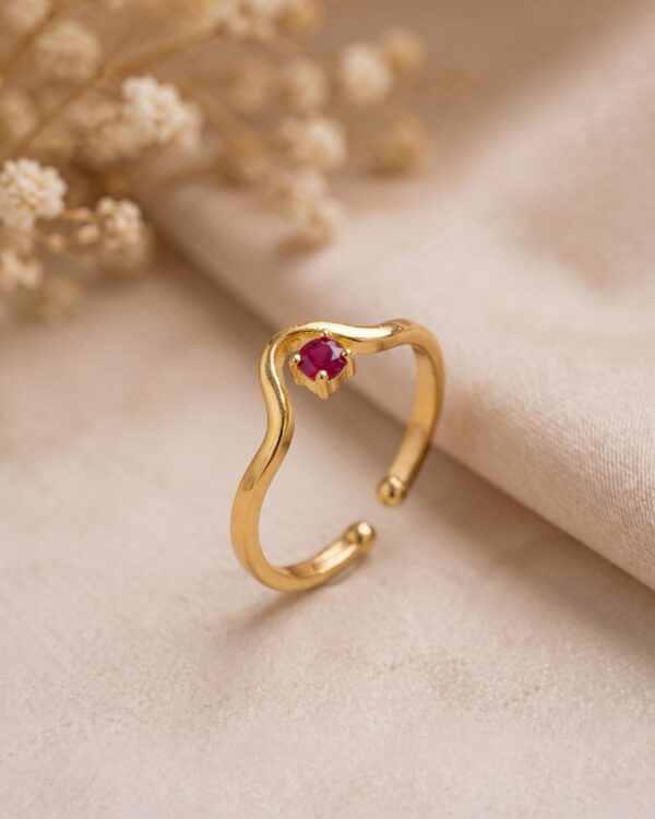 Ruby Wave Adjustable Ring
