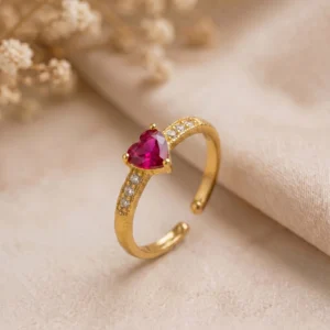 Gold Plated Heart CZ Ring