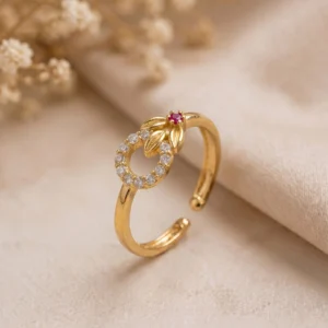 Gold Plated Floral Adjustable Ring