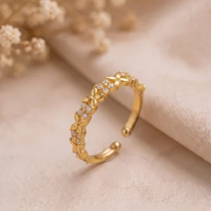 Gold Plated Floral Adjustable Ring