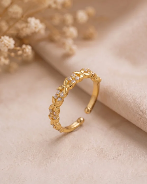 Gold Plated Floral Adjustable Ring