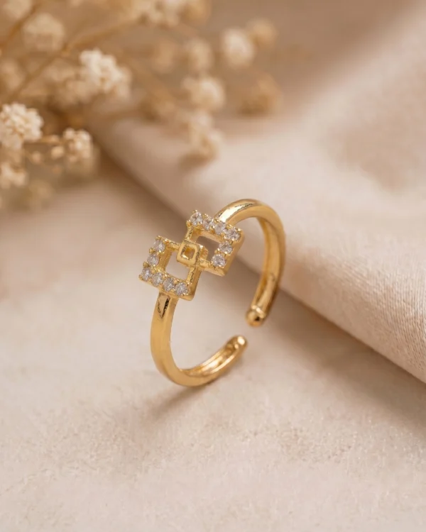 Gold Plated Square Adjustable Ring