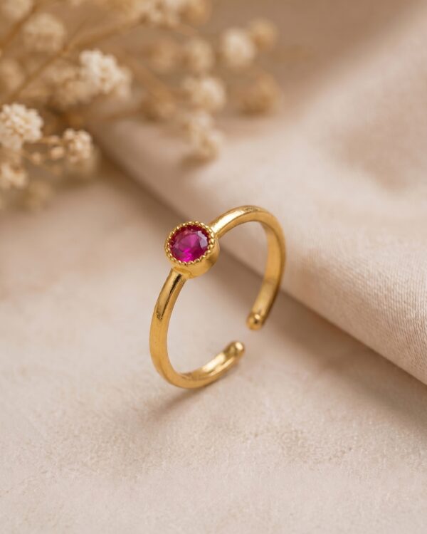 Gold Plated Ruby Adjustable Ring