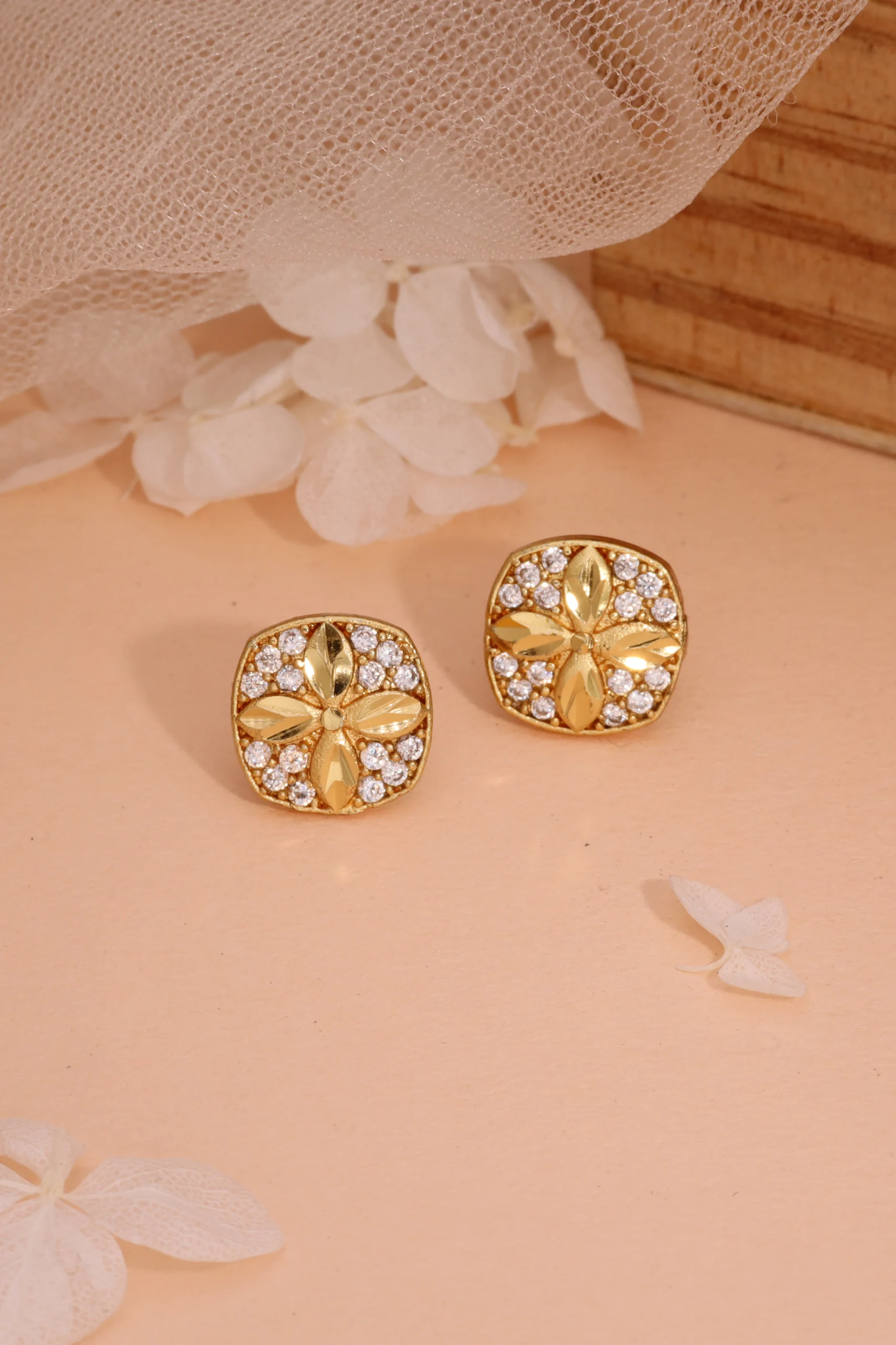 Sparkling Floral Statement Earrings - Image 2