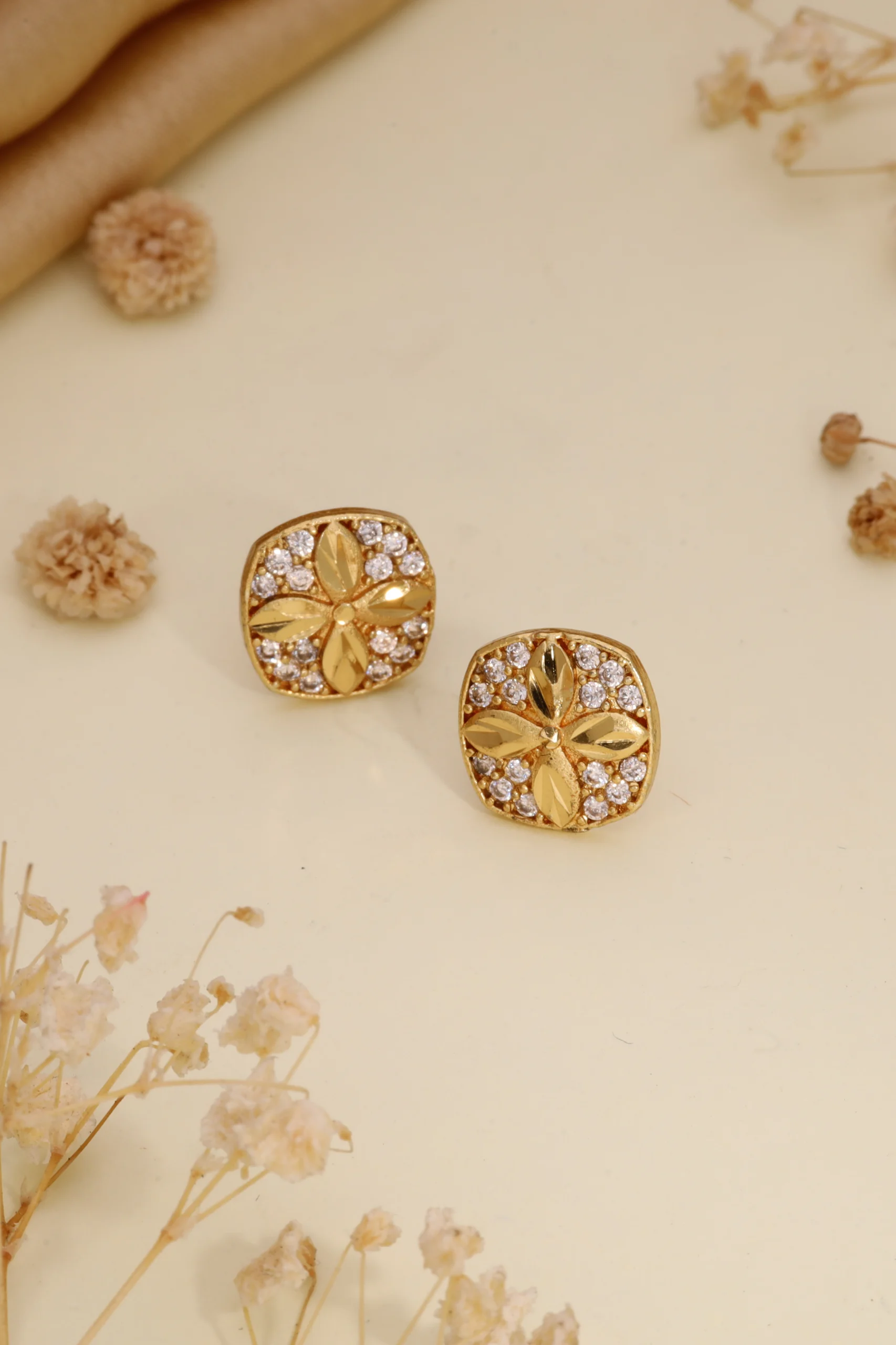 Sparkling Floral Statement Earrings - Image 5
