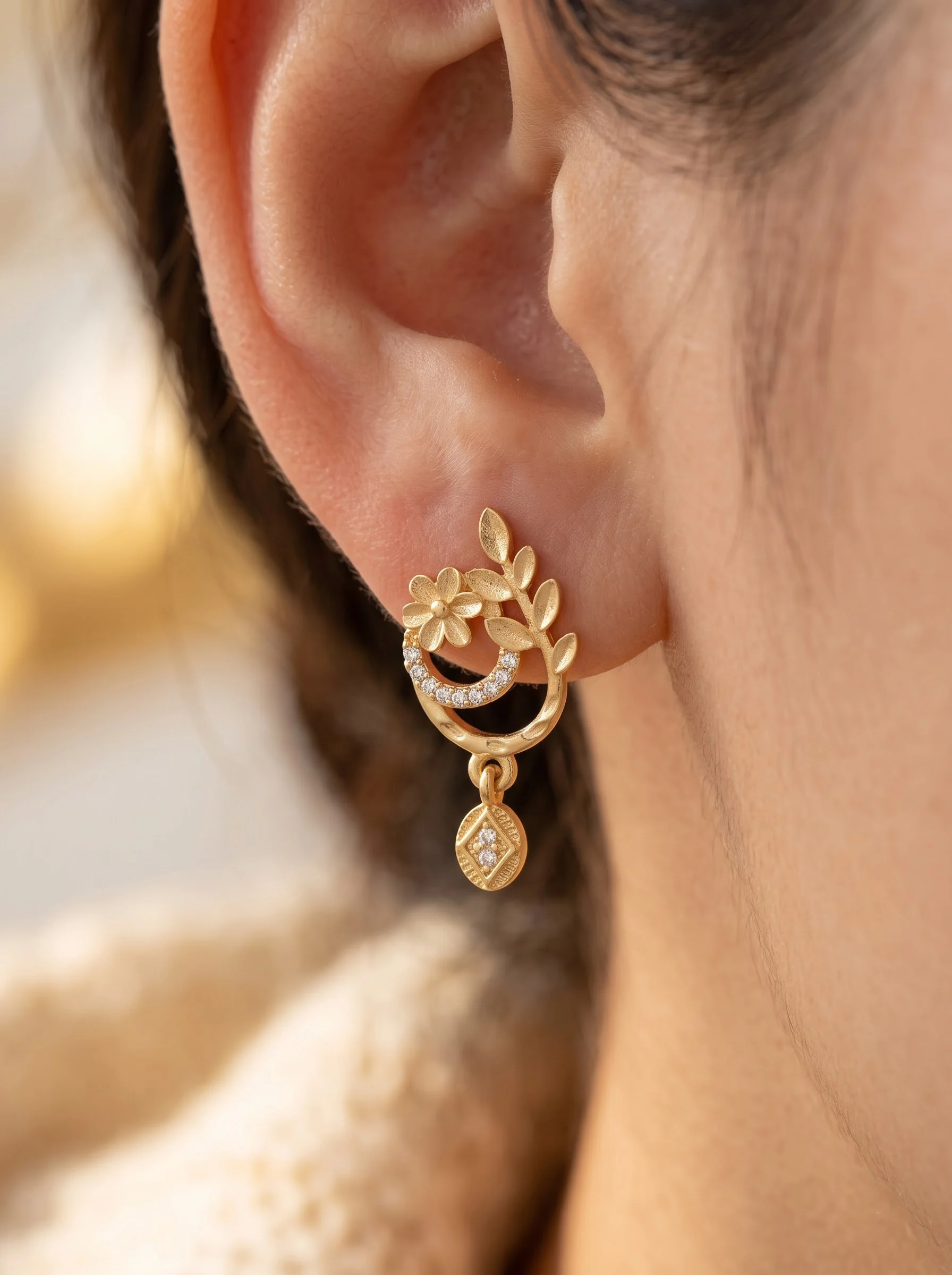 Diamond Look Gold Earrings - Image 7