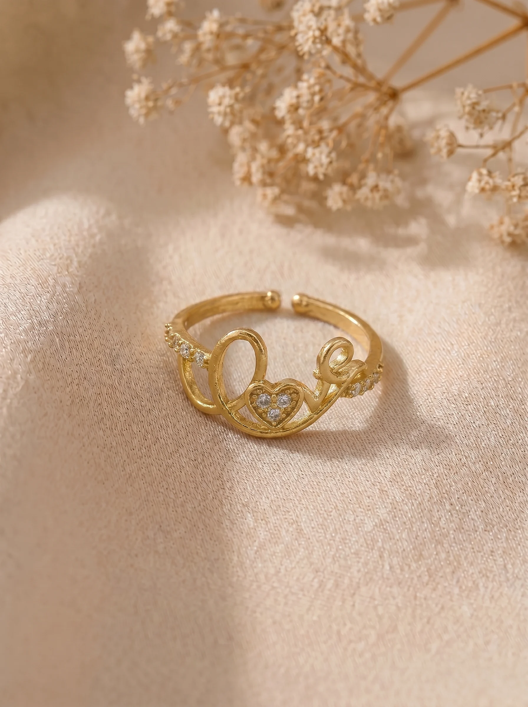 Gold Plated Heart Infinity Adjustable Ring - Image 3