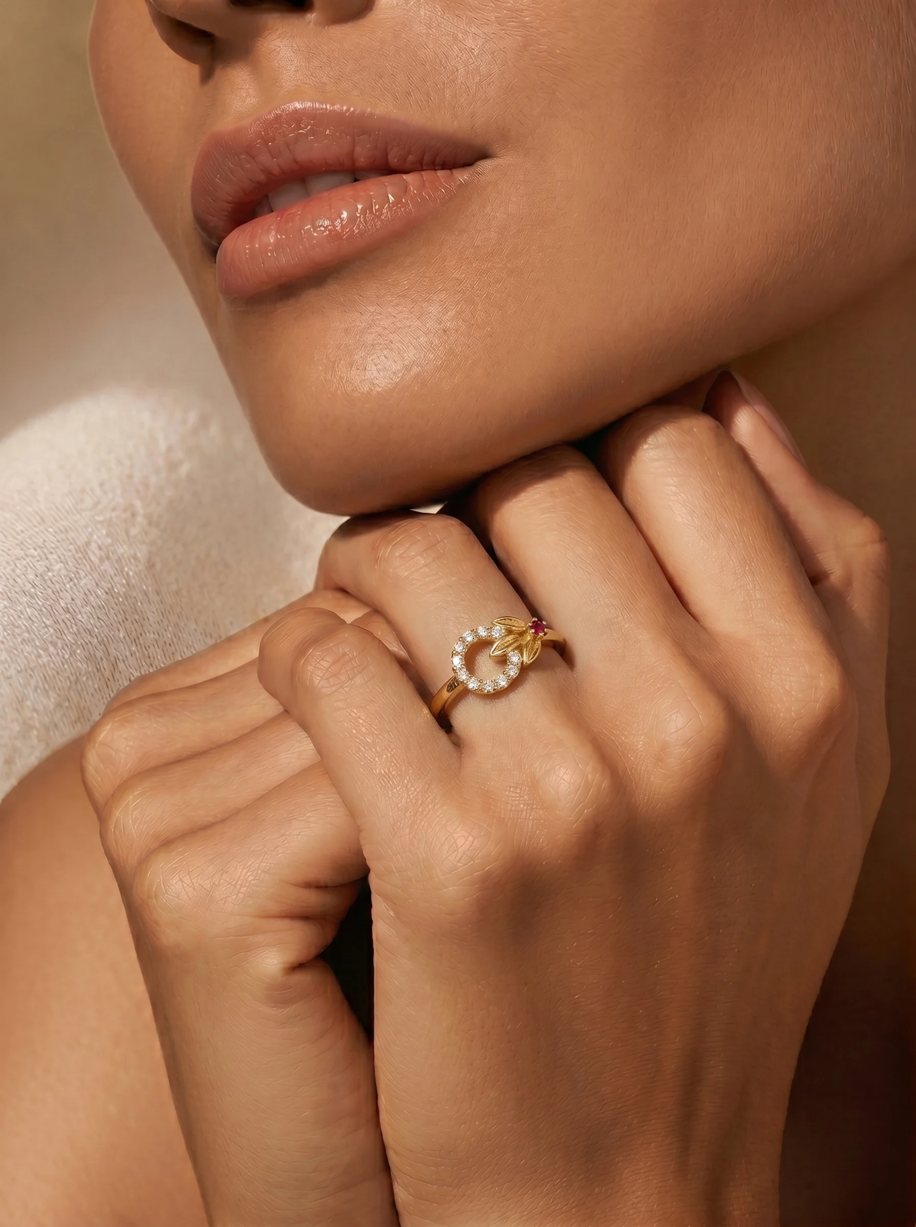 old Plated Floral Halo Adjustable Ring - Image 4