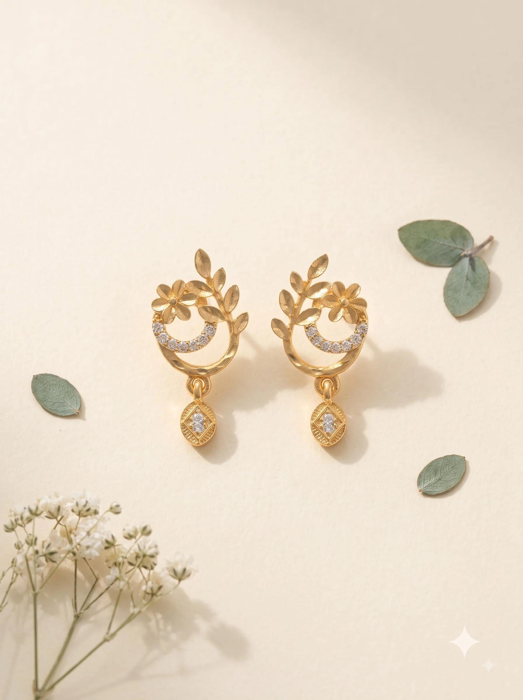 Diamond Look Gold Earrings - Image 5