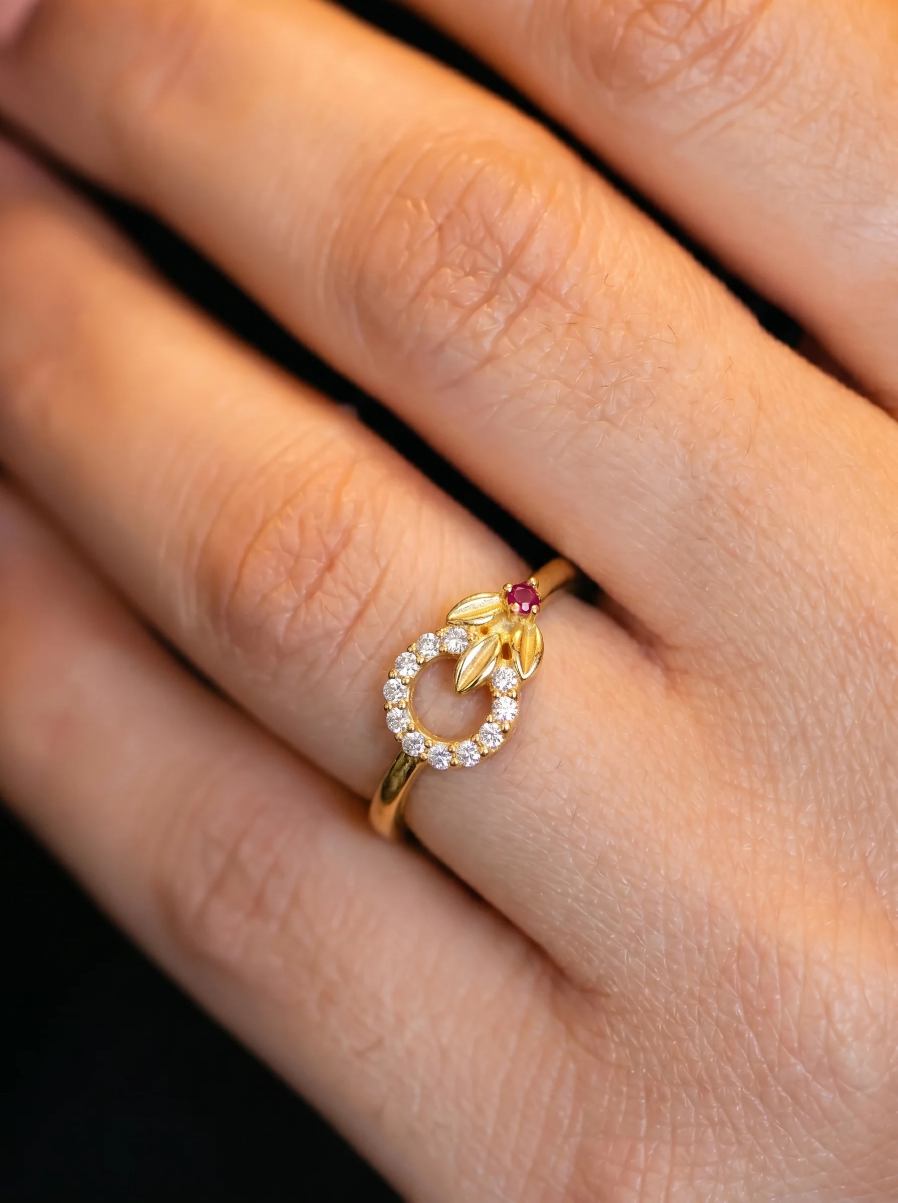 old Plated Floral Halo Adjustable Ring - Image 6