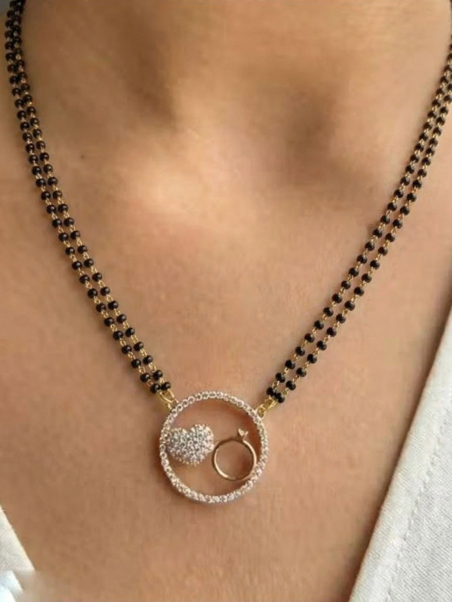 Classic Gold Mangalsutra with Earrings - Image 7