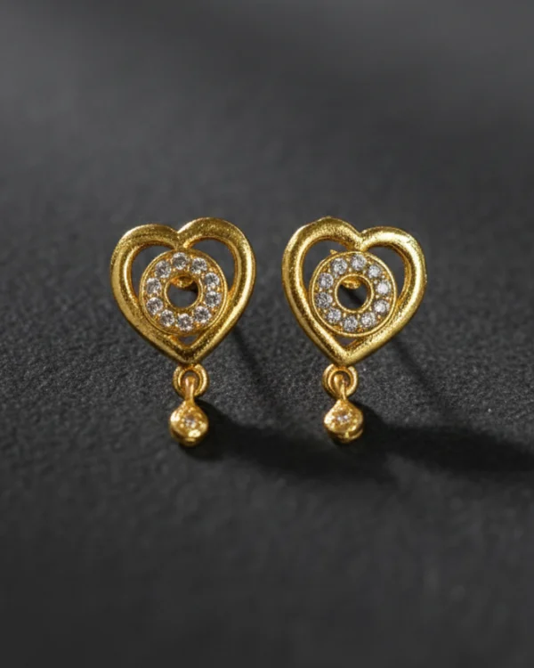 Elegant Heart Gold Stud Earrings