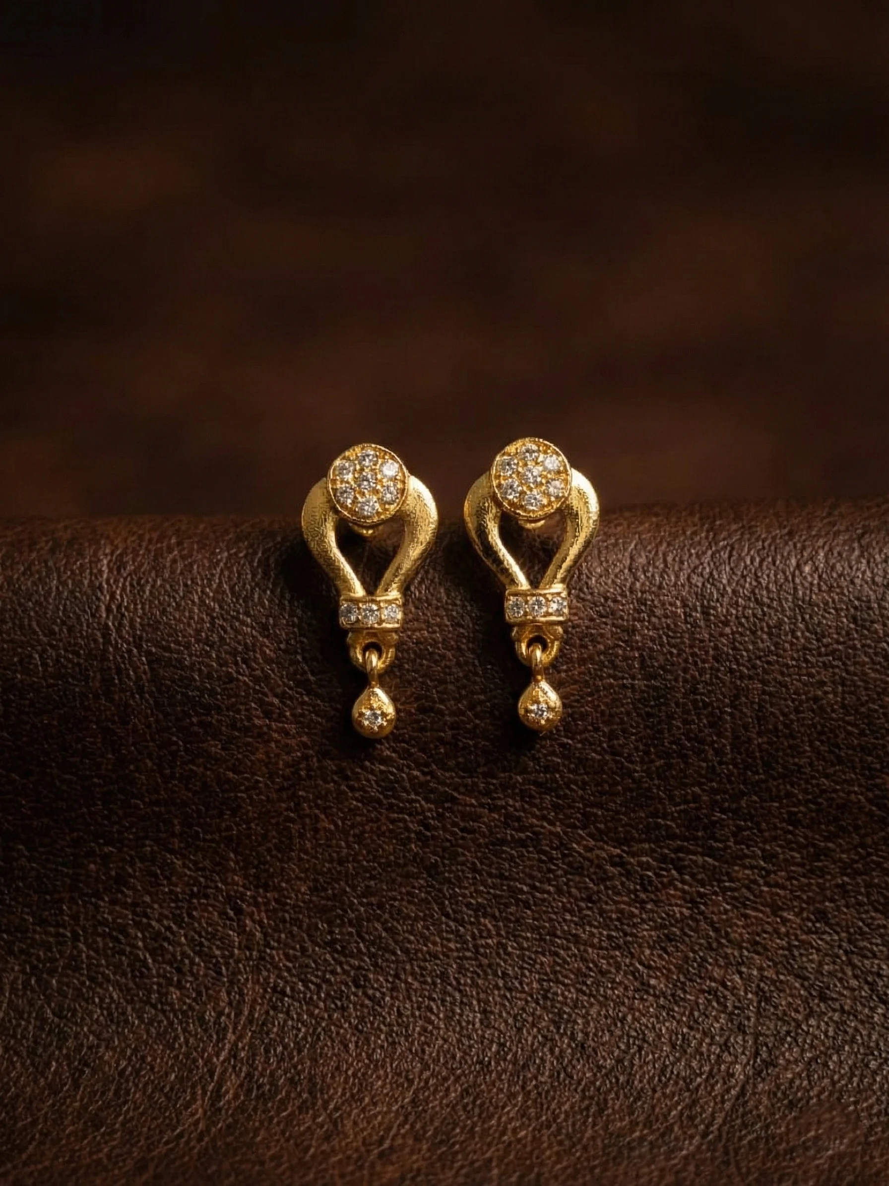 Stone Studded Gold Earrings - Image 2