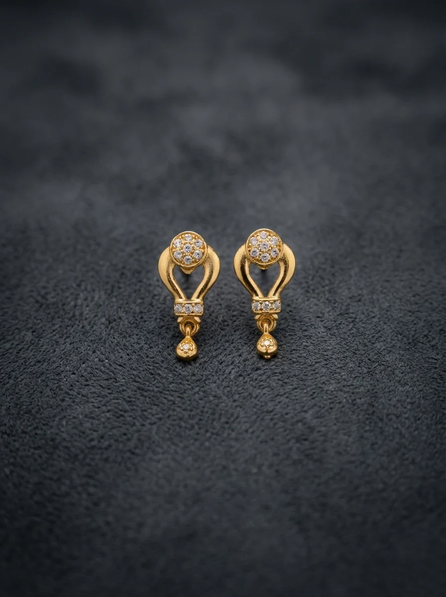 Stone Studded Gold Earrings - Image 3