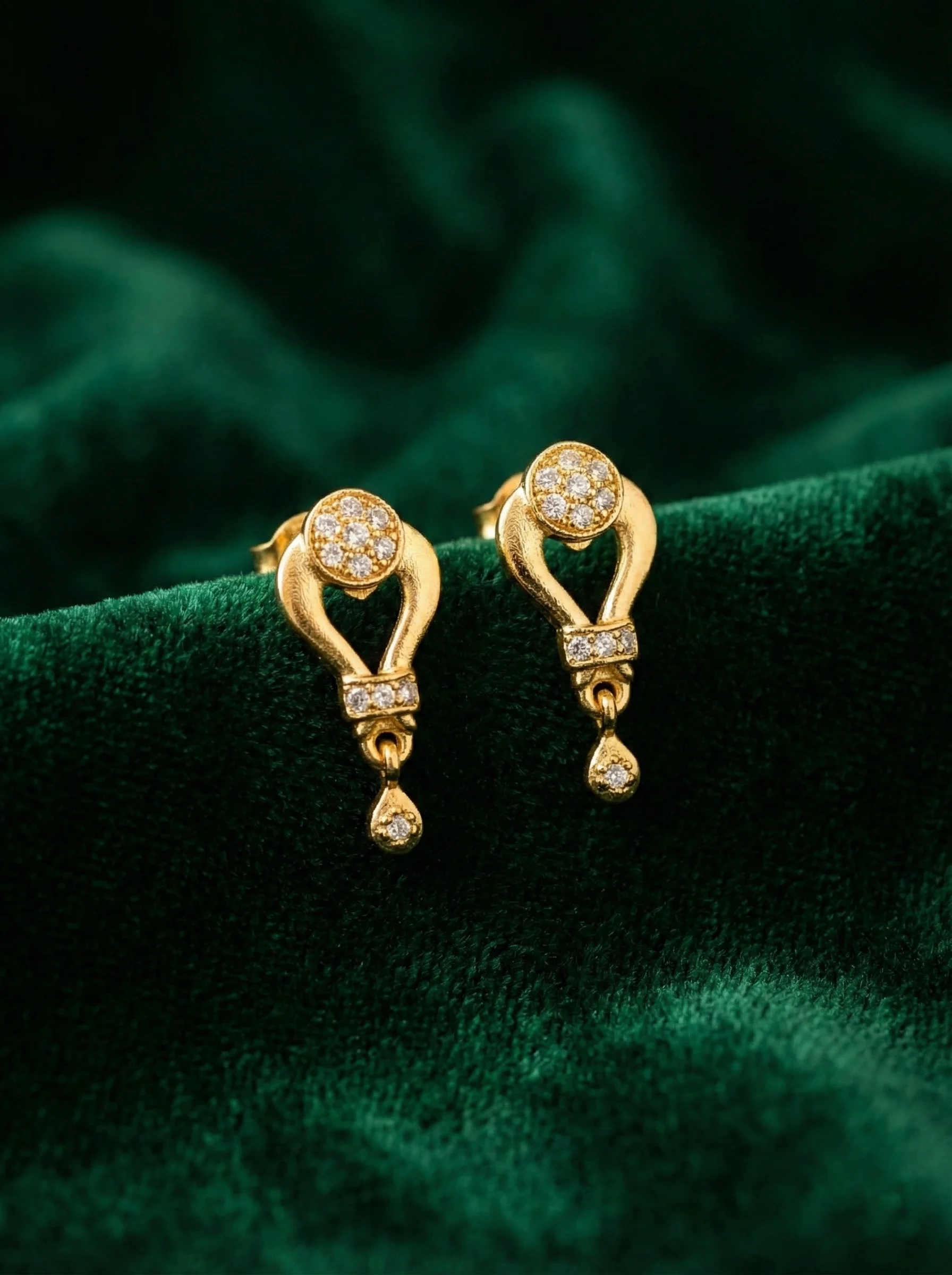 Stone Studded Gold Earrings - Image 5