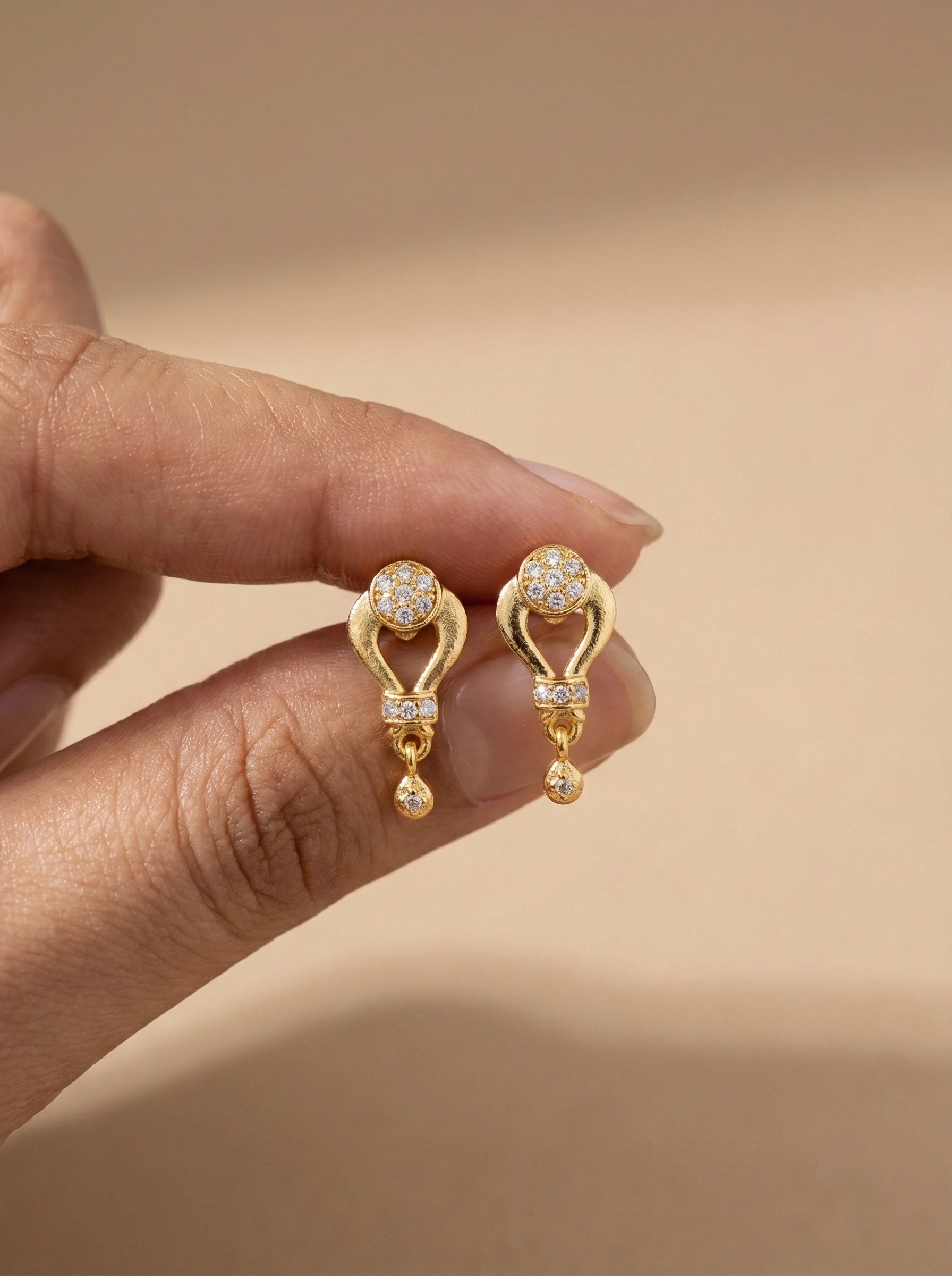 Stone Studded Gold Earrings