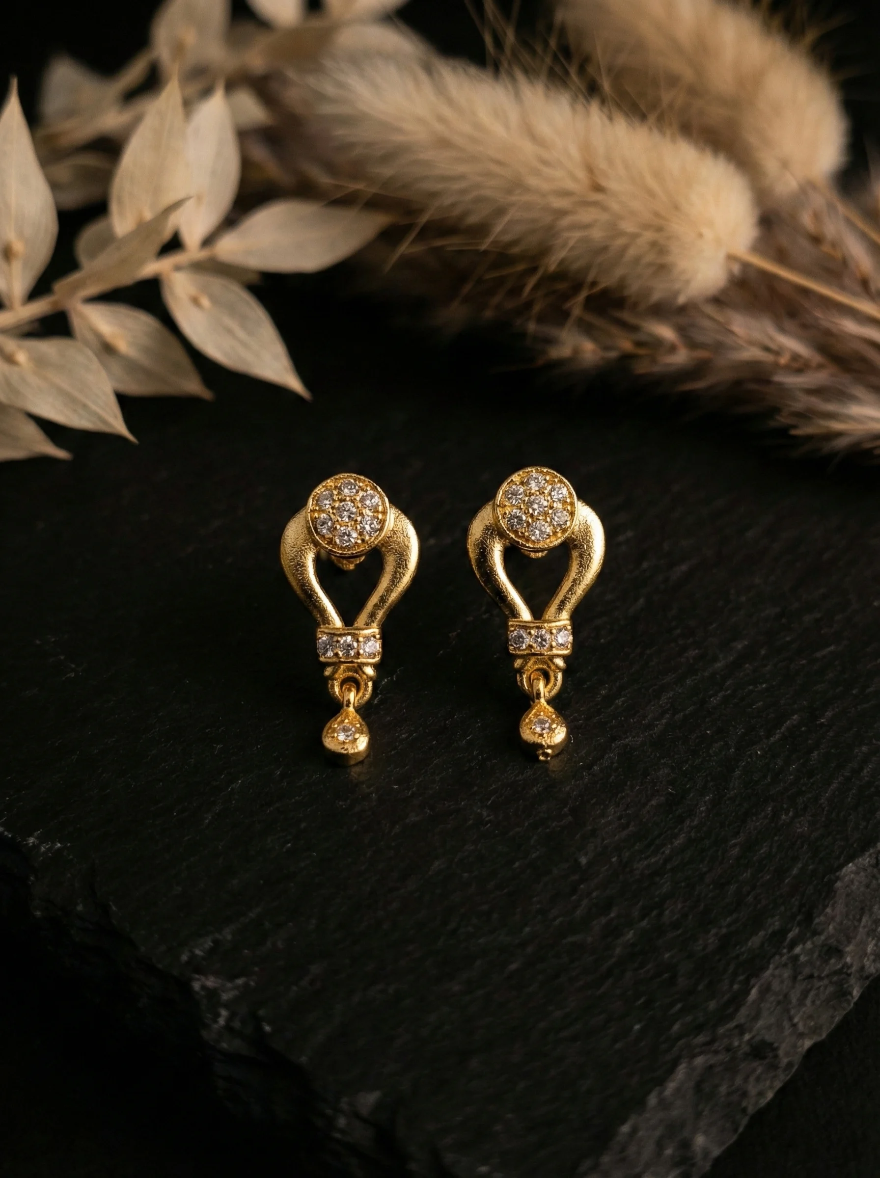 Stone Studded Gold Earrings - Image 6