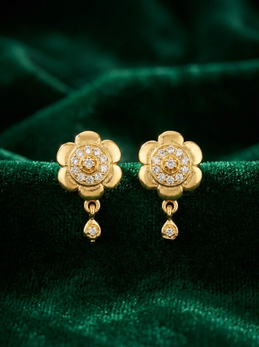 Floral Gold Earrings - Image 4