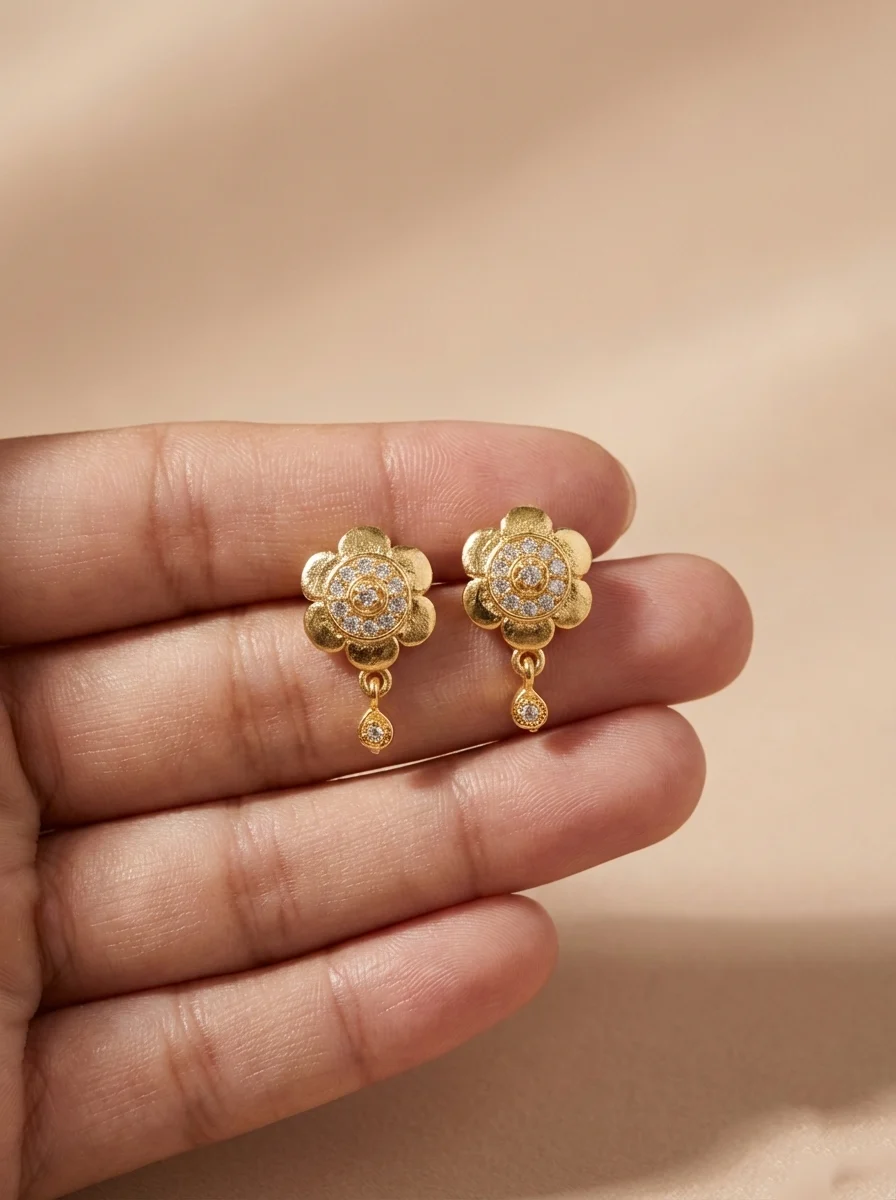 Floral Gold Earrings - Image 5