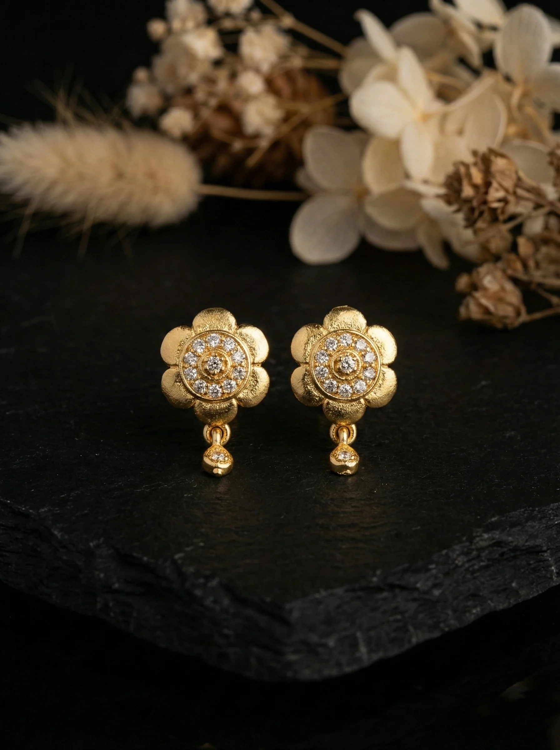 Floral Gold Earrings - Image 6