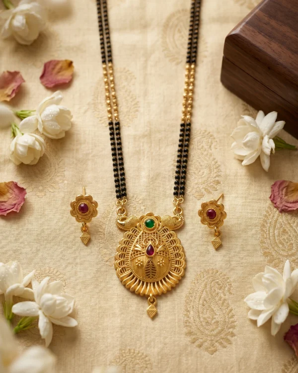 Royal Peacock Gold-Plated Mangalsutra Set