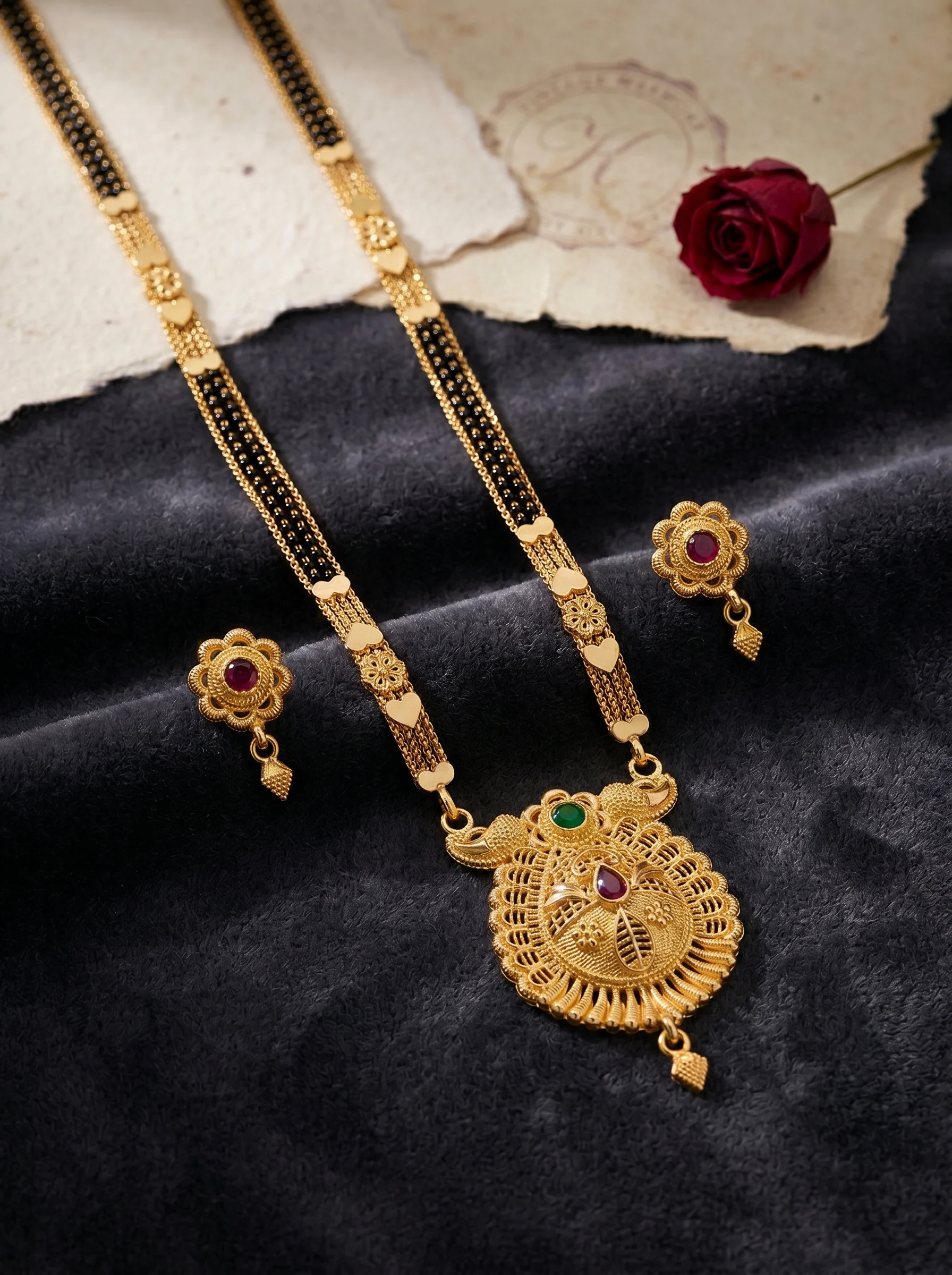 Royal Peacock Gold-Plated Mangalsutra Set - Image 2