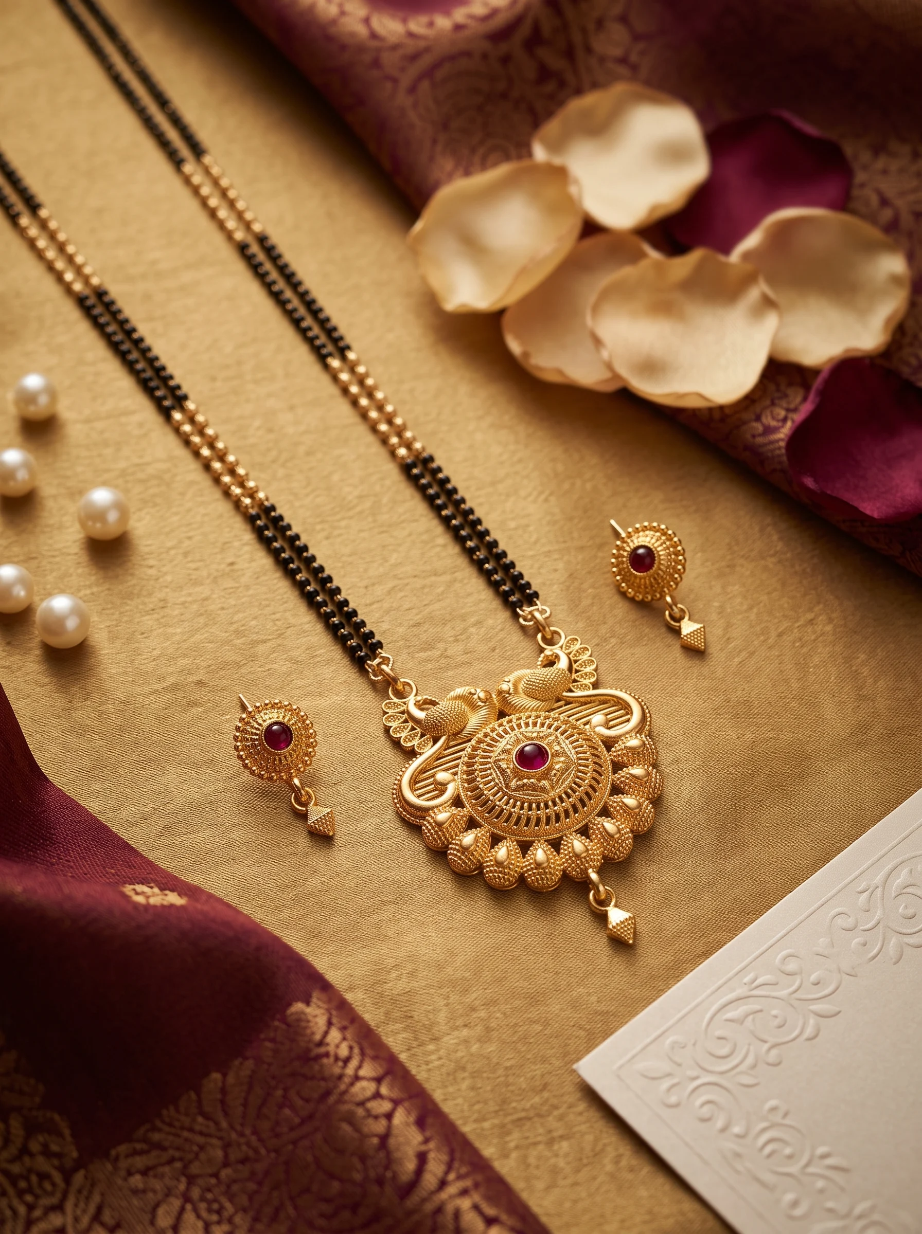 Antique Floral Designer Mangalsutra Set - Image 6