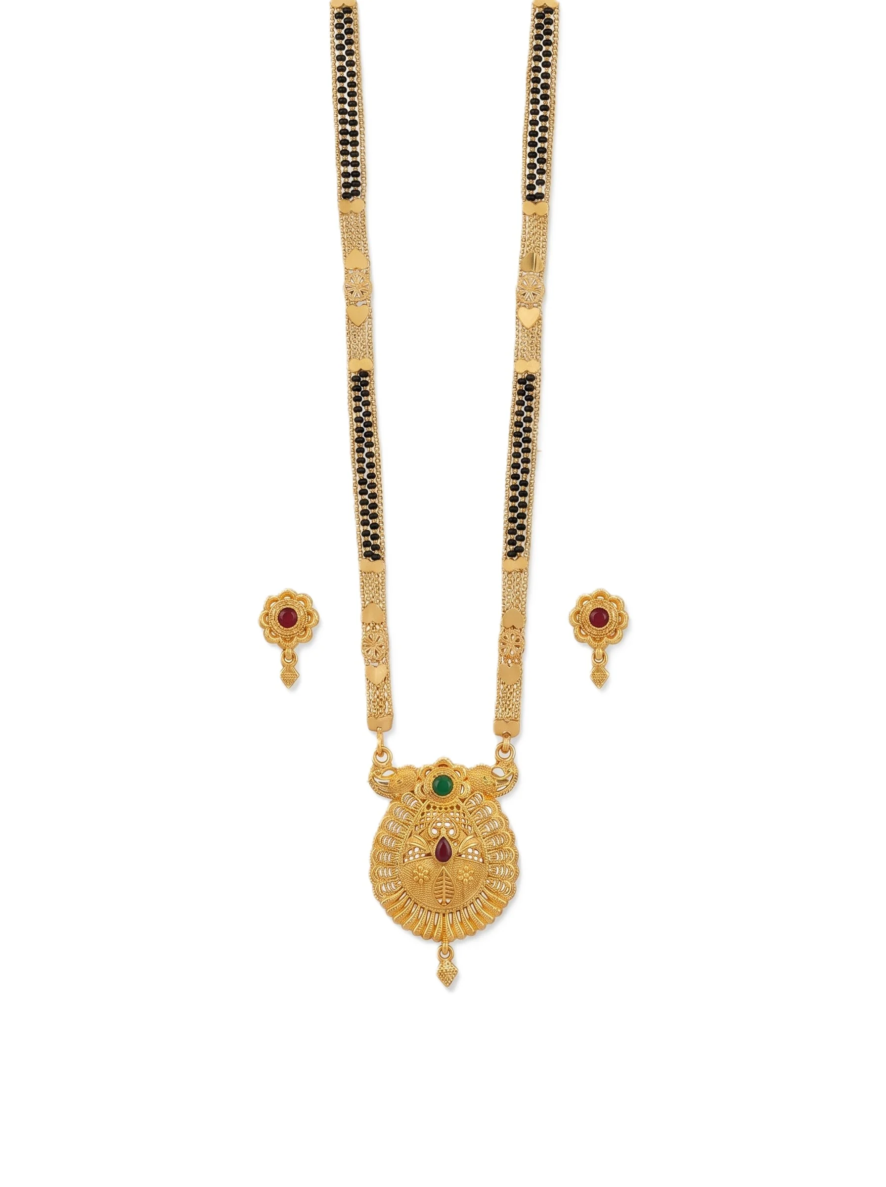 Royal Peacock Gold-Plated Mangalsutra Set - Image 4