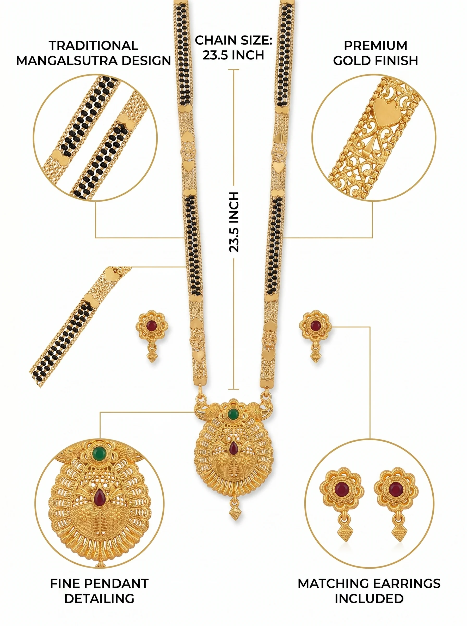 Royal Peacock Gold-Plated Mangalsutra Set - Image 5