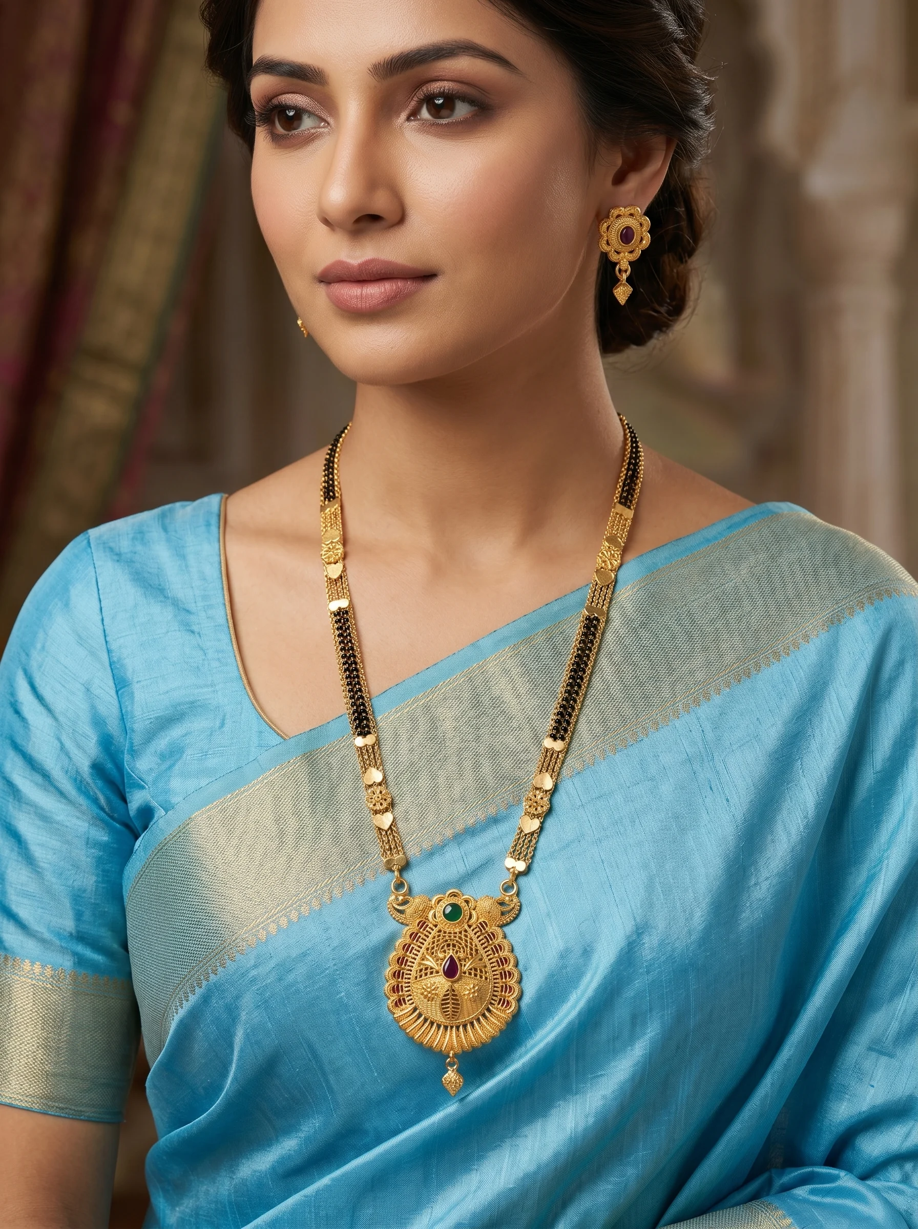 Royal Peacock Gold-Plated Mangalsutra Set - Image 7