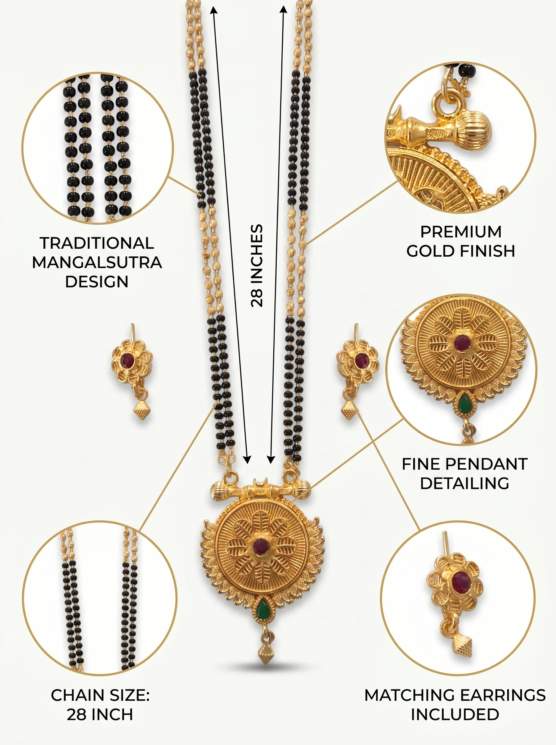 Royal Floral Gold-Plated Mangalsutra Set - Image 8