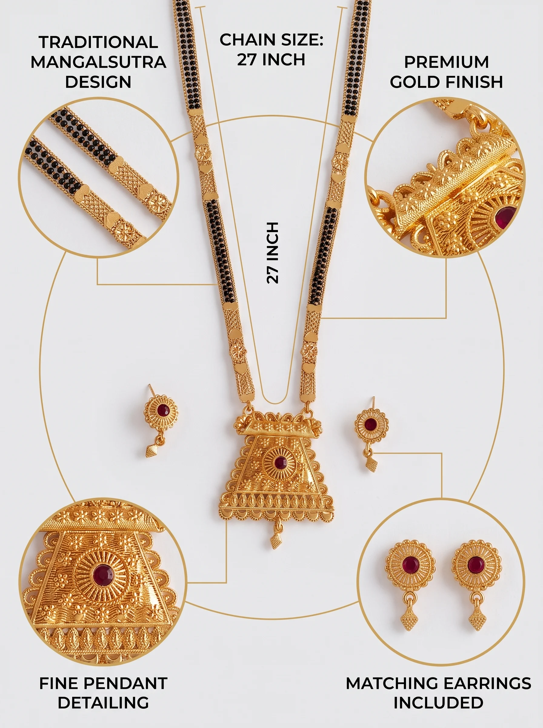 Heritage Gold-Plated Designer Mangalsutra Set - Image 7