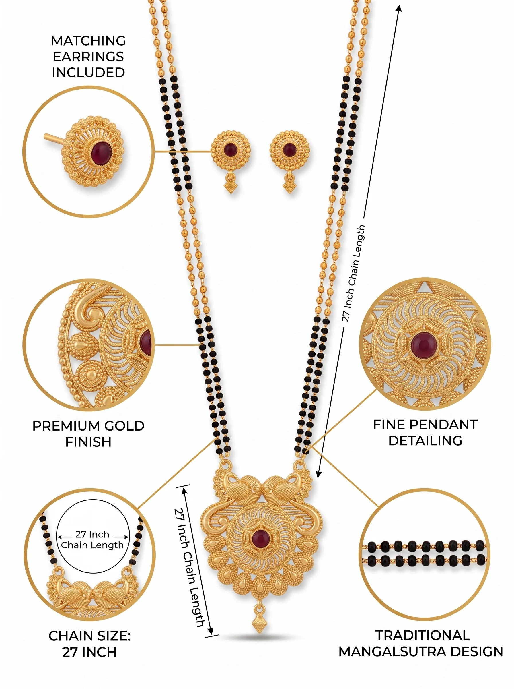 Antique Floral Designer Mangalsutra Set - Image 7