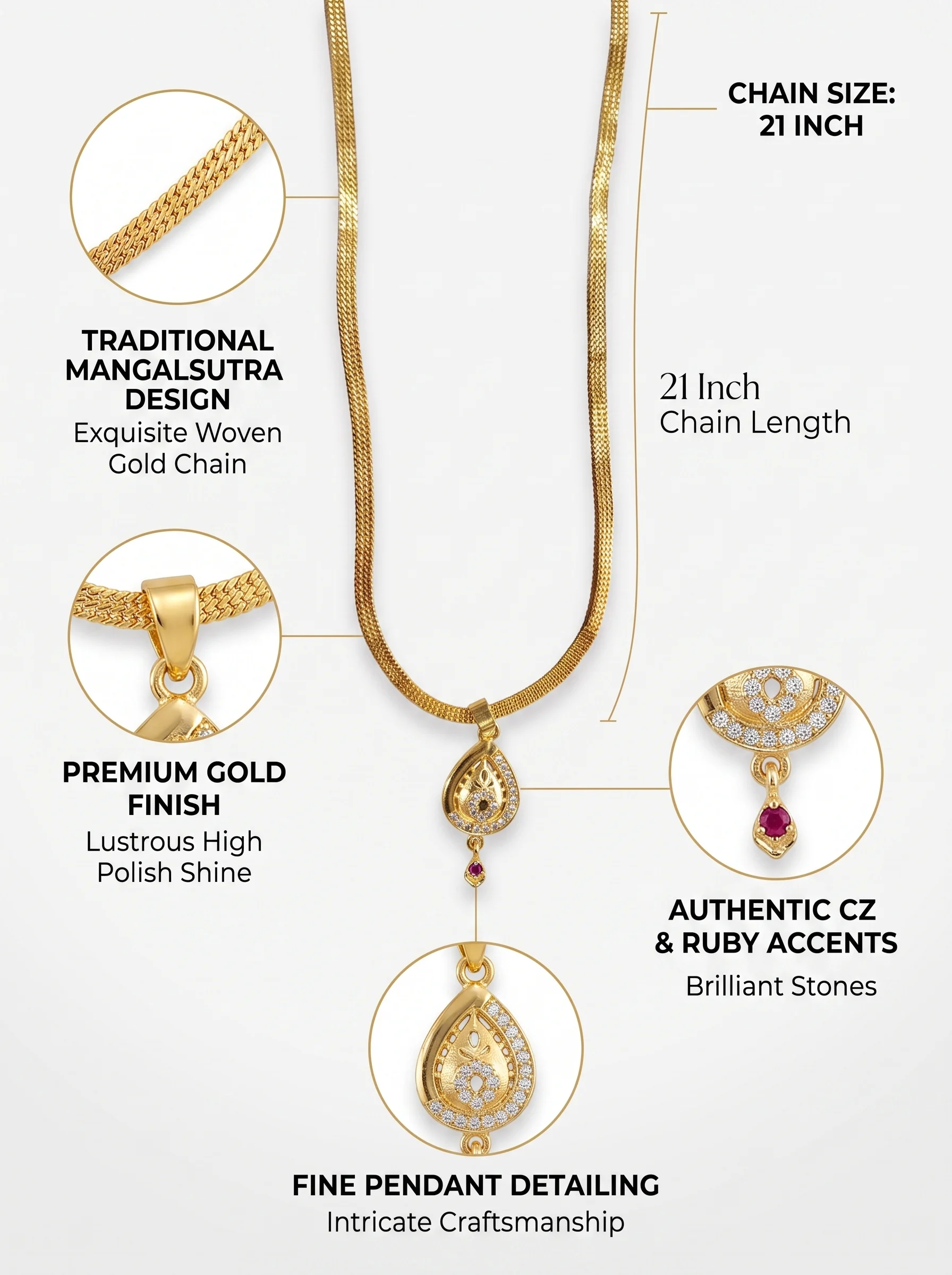 Stylish Gold Pendant Chain - Image 6