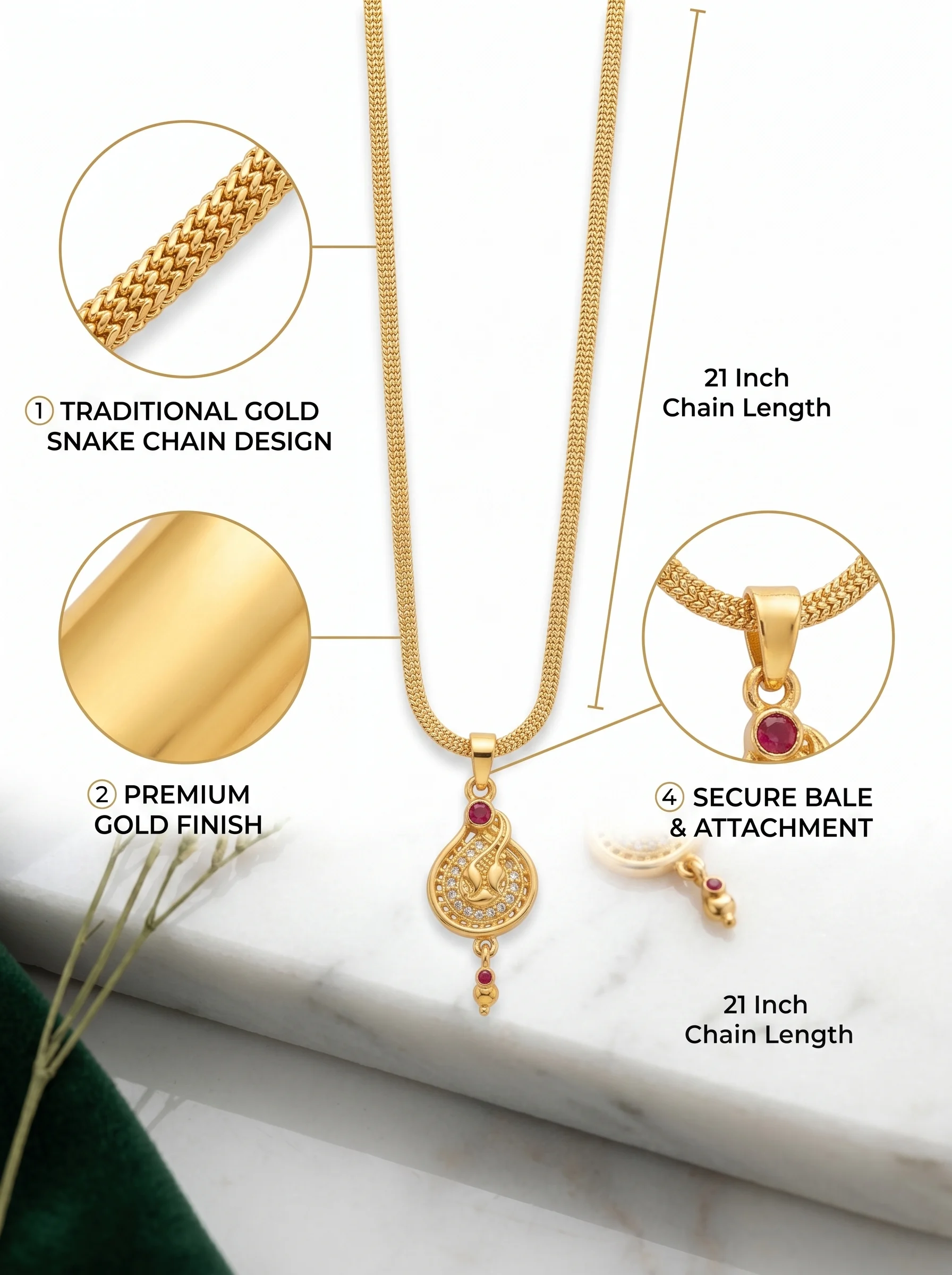 Elegant Gold Pendant Chain - Image 5