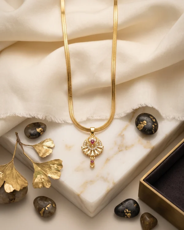Gold Finish Traditional Designer Pendant Chain