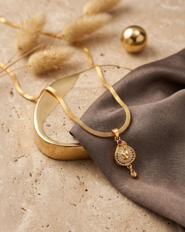 Designer Peacock Gold Pendant Chain