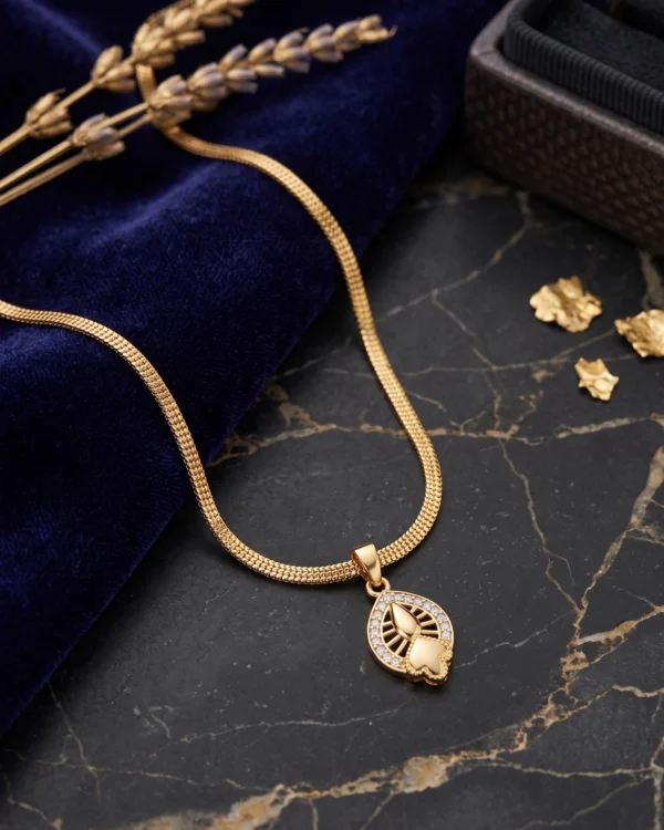 Gold Finish Leaf Pendant Chain