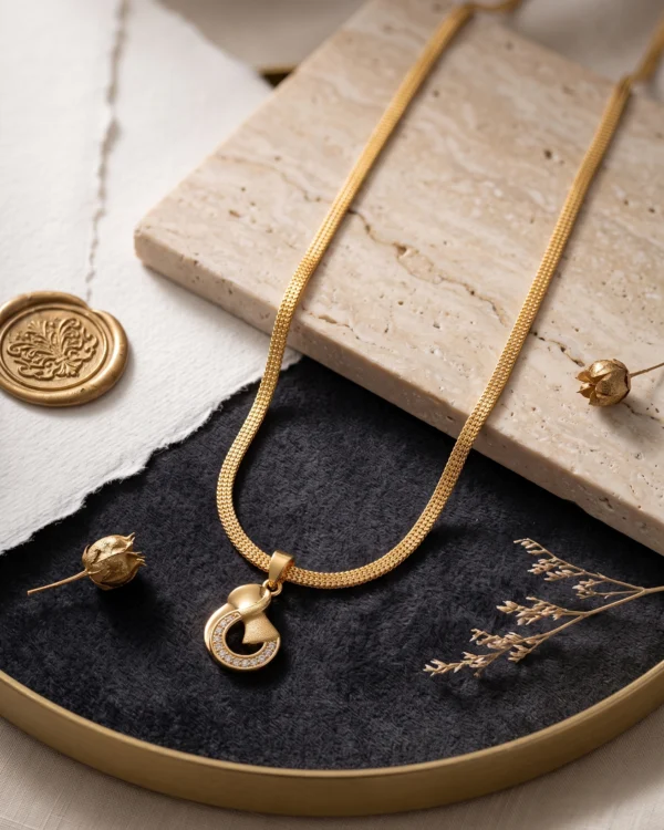 Gold Finish Modern Loop Pendant Chain