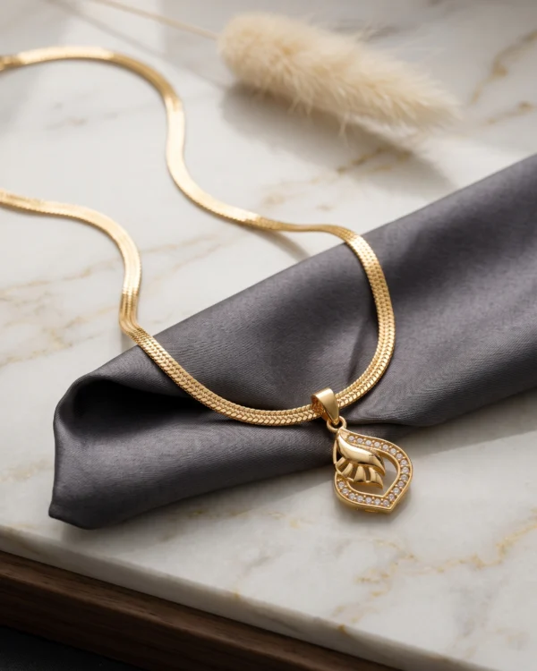 Gold Finish Leaf Pendant Chain