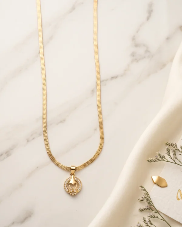 Gold Finish Butterfly Pendant Chain