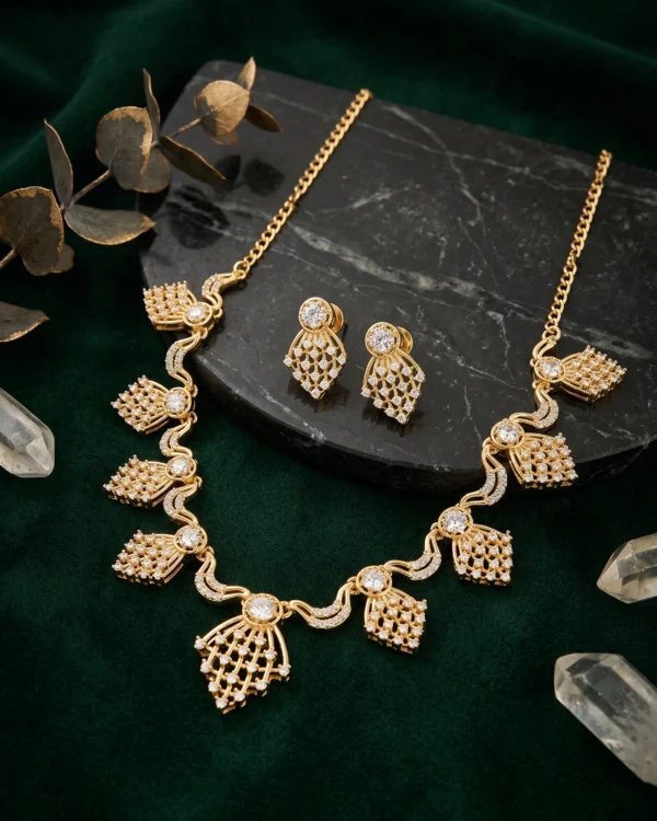 Leaf CZ Necklace Set