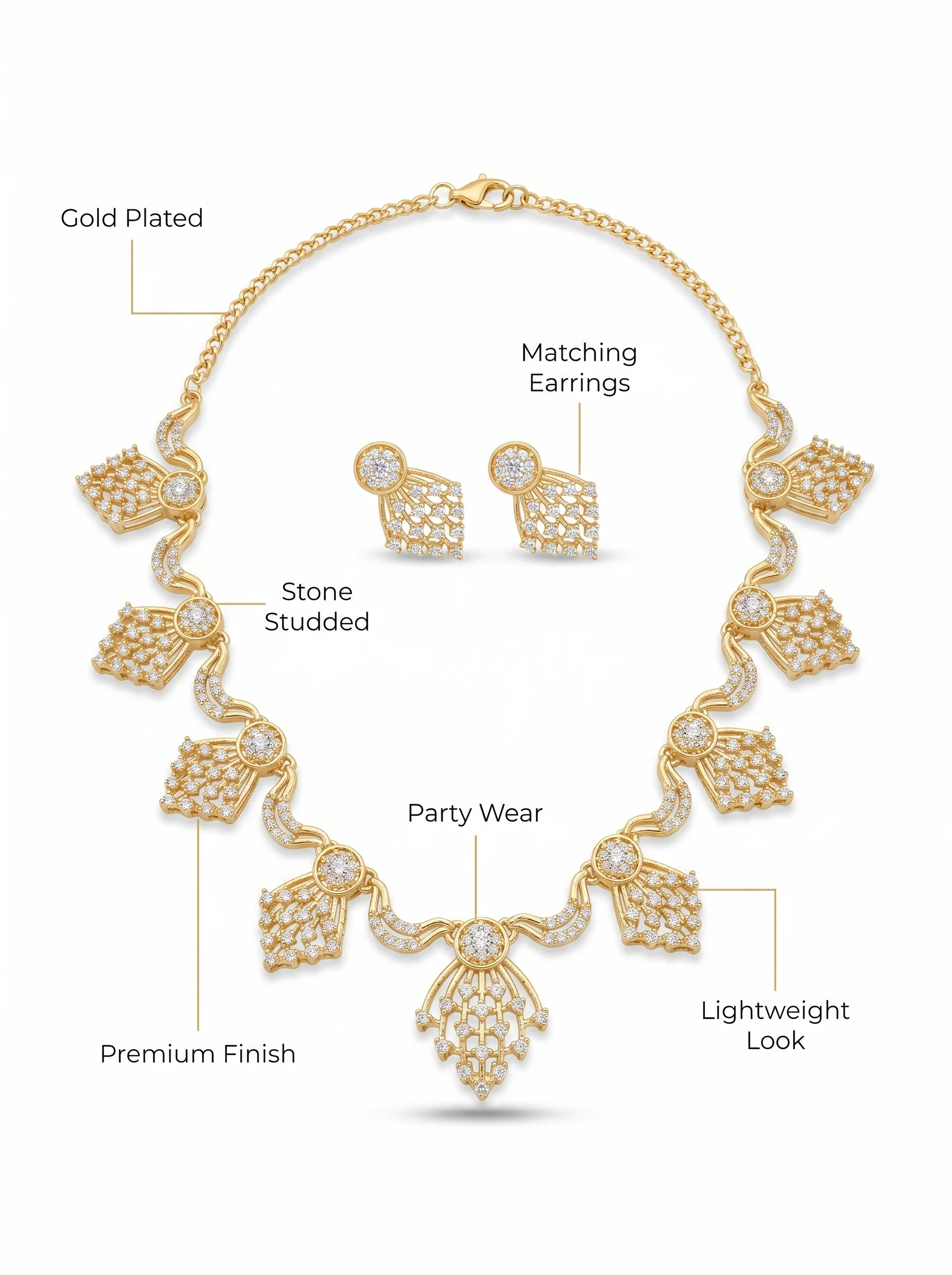 Leaf CZ Necklace Set - Image 5