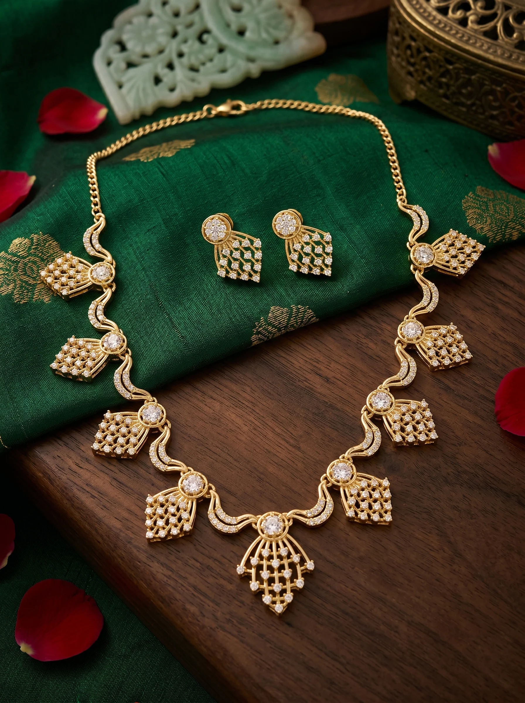 Leaf CZ Necklace Set - Image 6