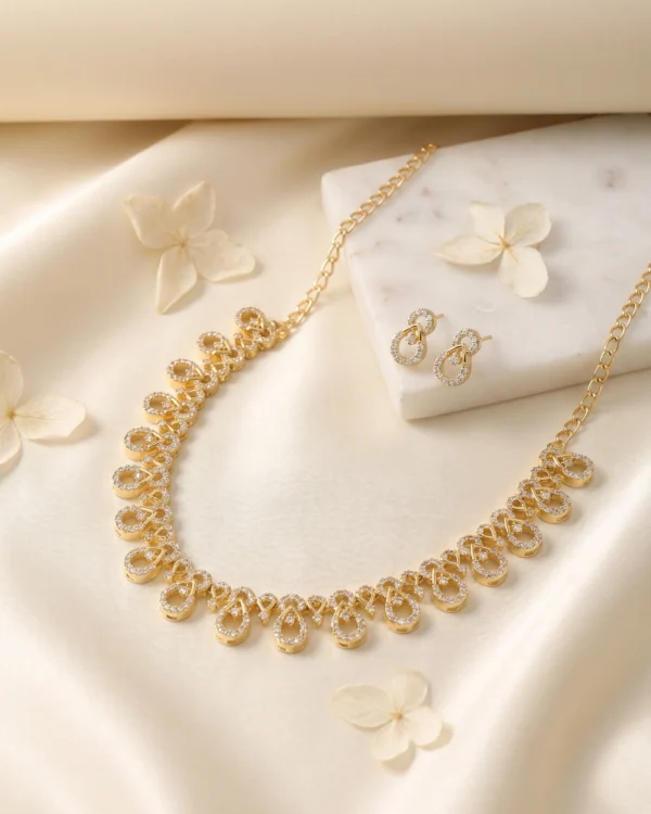Pear Drop CZ Necklace Set
