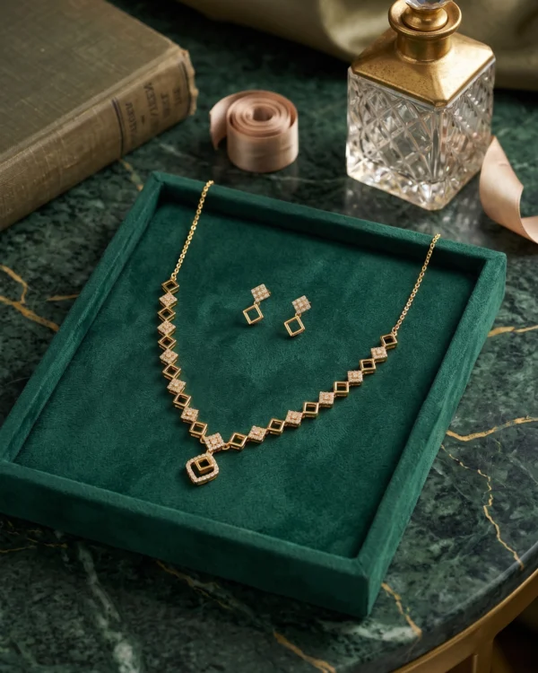 Geometric CZ Necklace Set